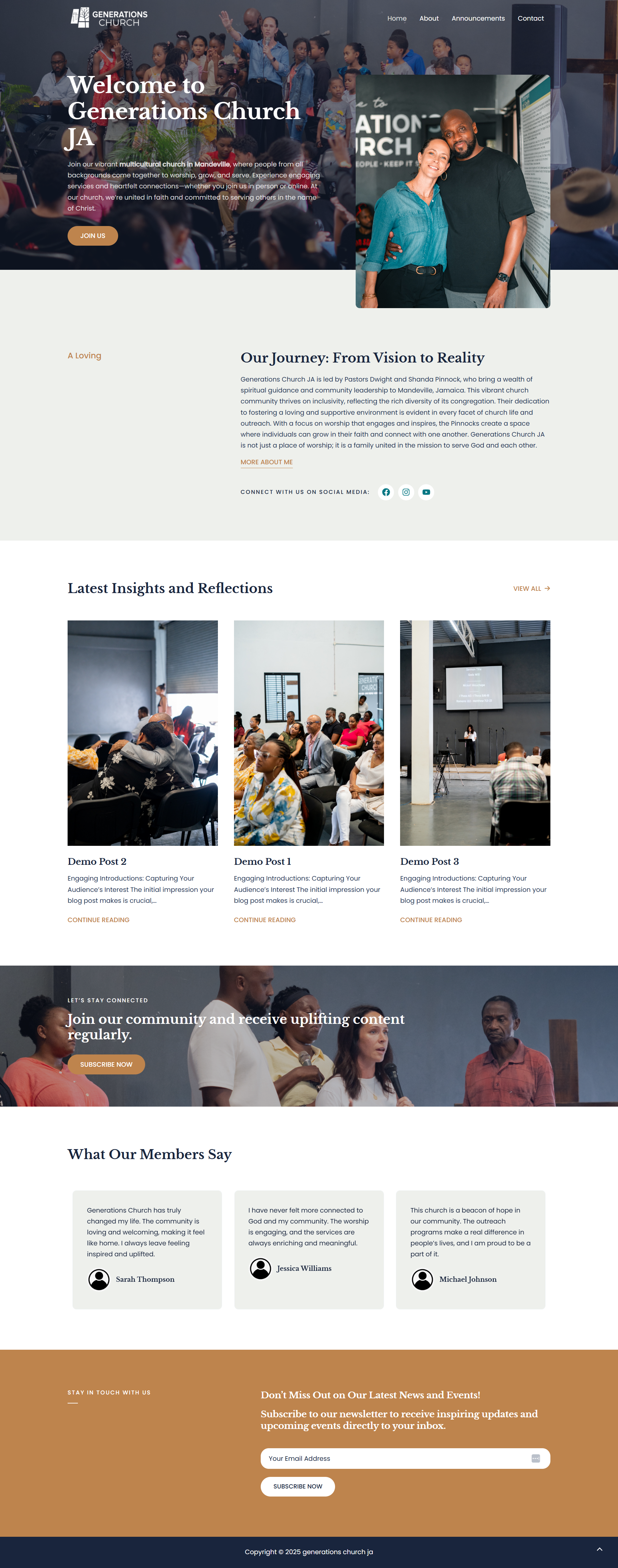 Generations Church Jamaica — header preview
